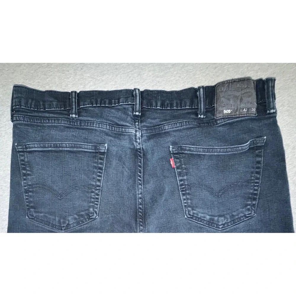 Levi's‎ Men Blue 42x30 505 Regular Fit Straight Leg Dark Wash Denim Jeans